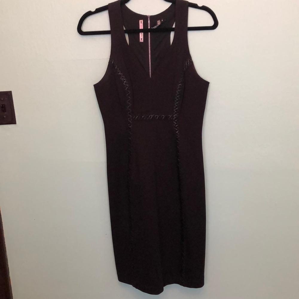 Anthro Baraschi Leather Trimmed LBD